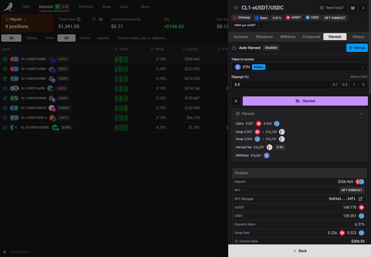 Harvest simulation below the submit buttons
