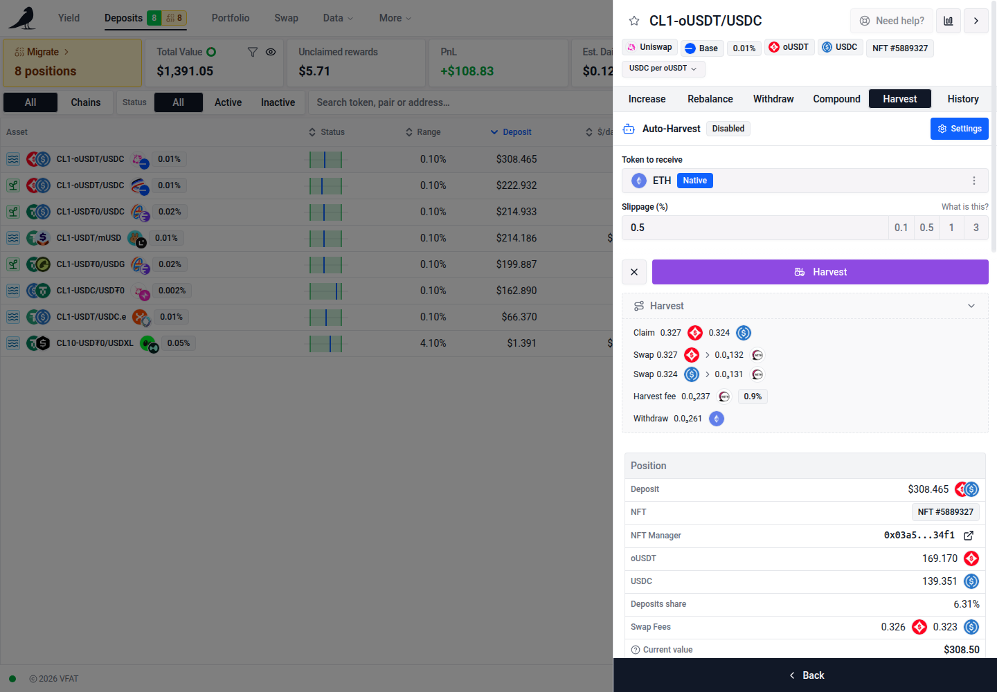 Harvest simulation below the submit buttons