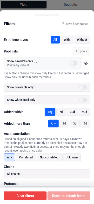Filter extra incentives on mobile