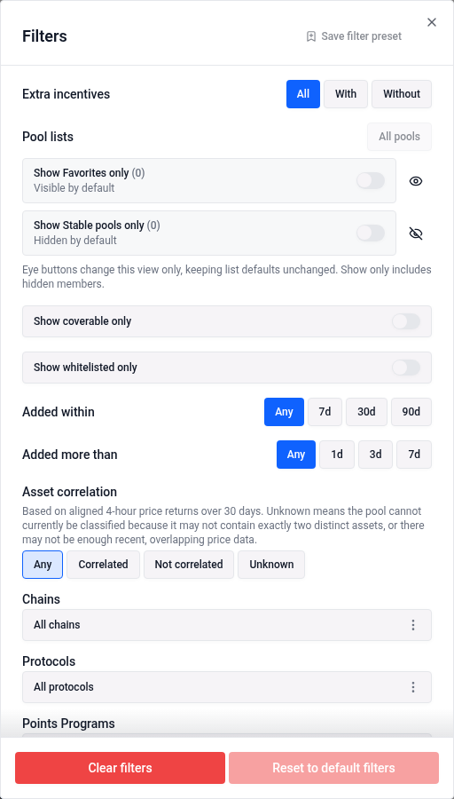 Per-group Show only switches and visibility controls in Filters