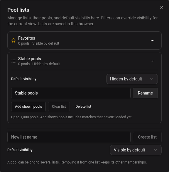 Manage pool lists and their members