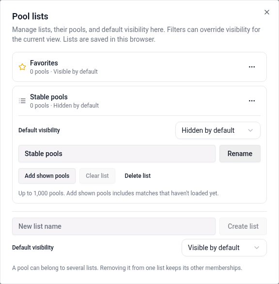 Manage pool lists and their members