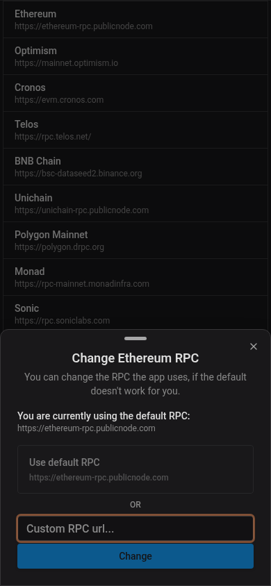 Custom RPC form in a mobile bottom drawer