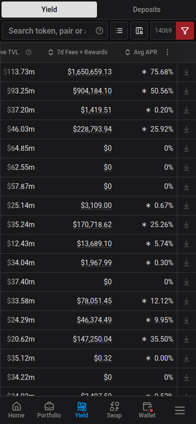 Yield columns after scrolling sideways on mobile